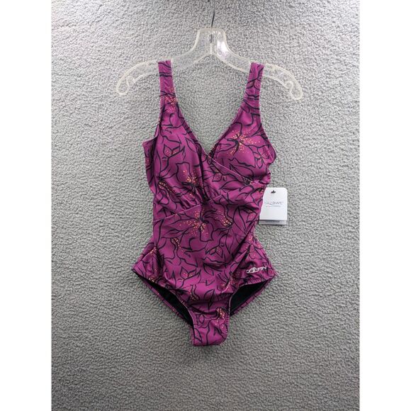 NWT Dolfin Aquashape Womens Moderate Ruched Front One Piece Swimsuit sz 6 - Picture 1 of 12